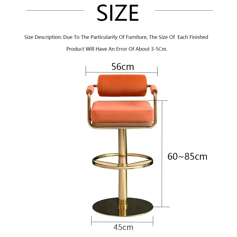 Modern Luxury Bar Stools with Backrest and Gold Base
