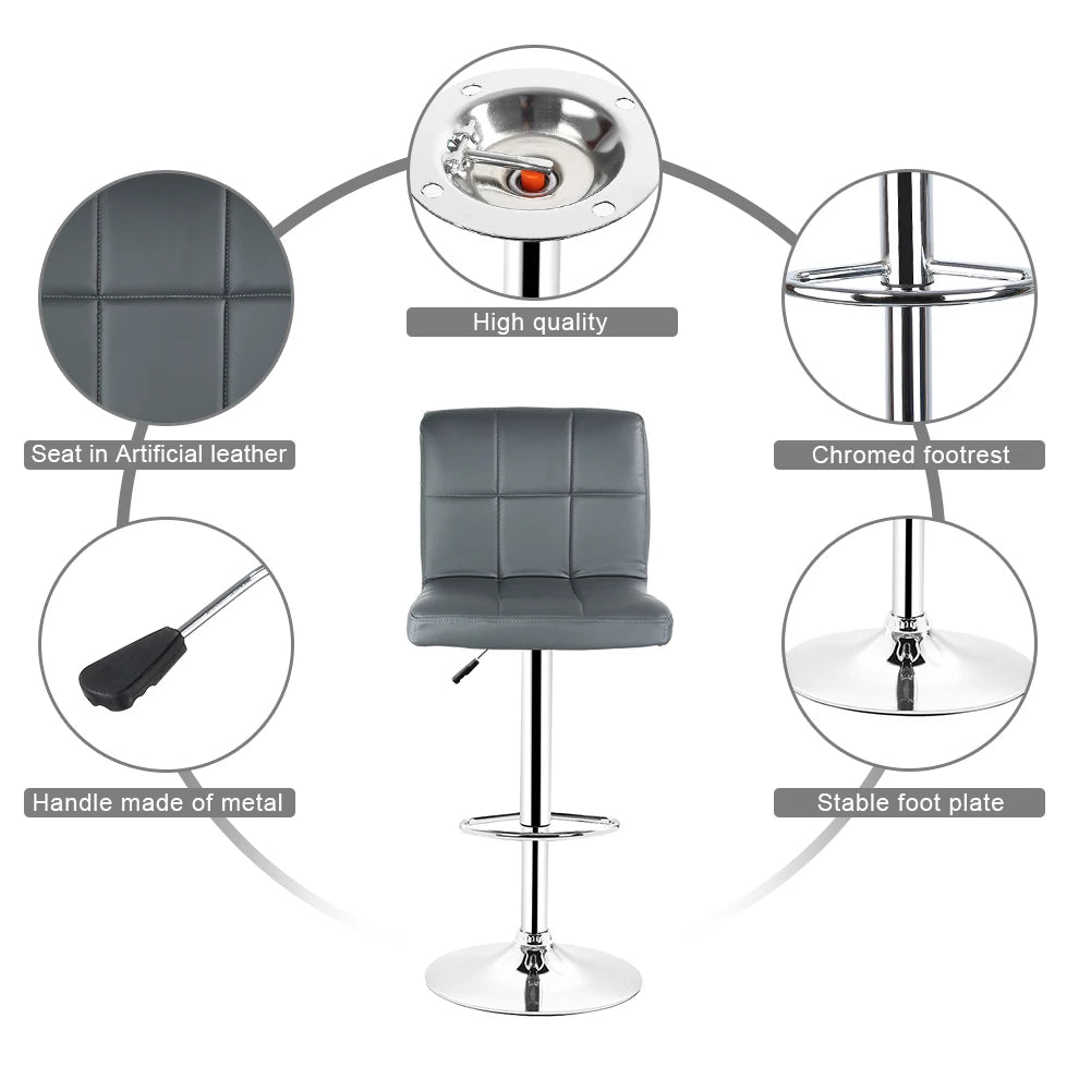 Set of 2 faux leather and metal Bar stool