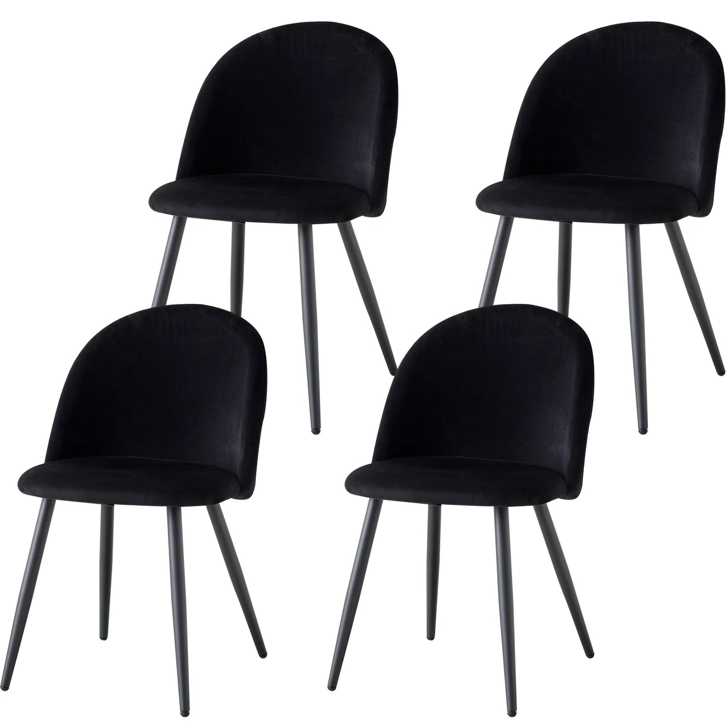 Set of 4 Velvet Dining Room Upholstered Chairs Living Room