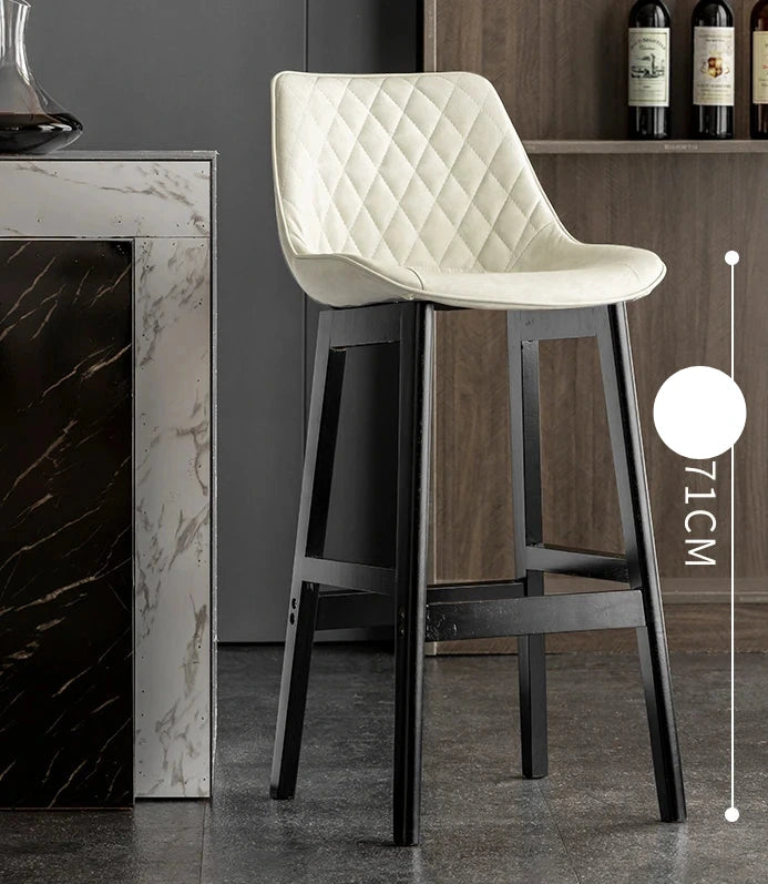 Dining Chair Upholstered Backrest Counter Chair Solid Wood
