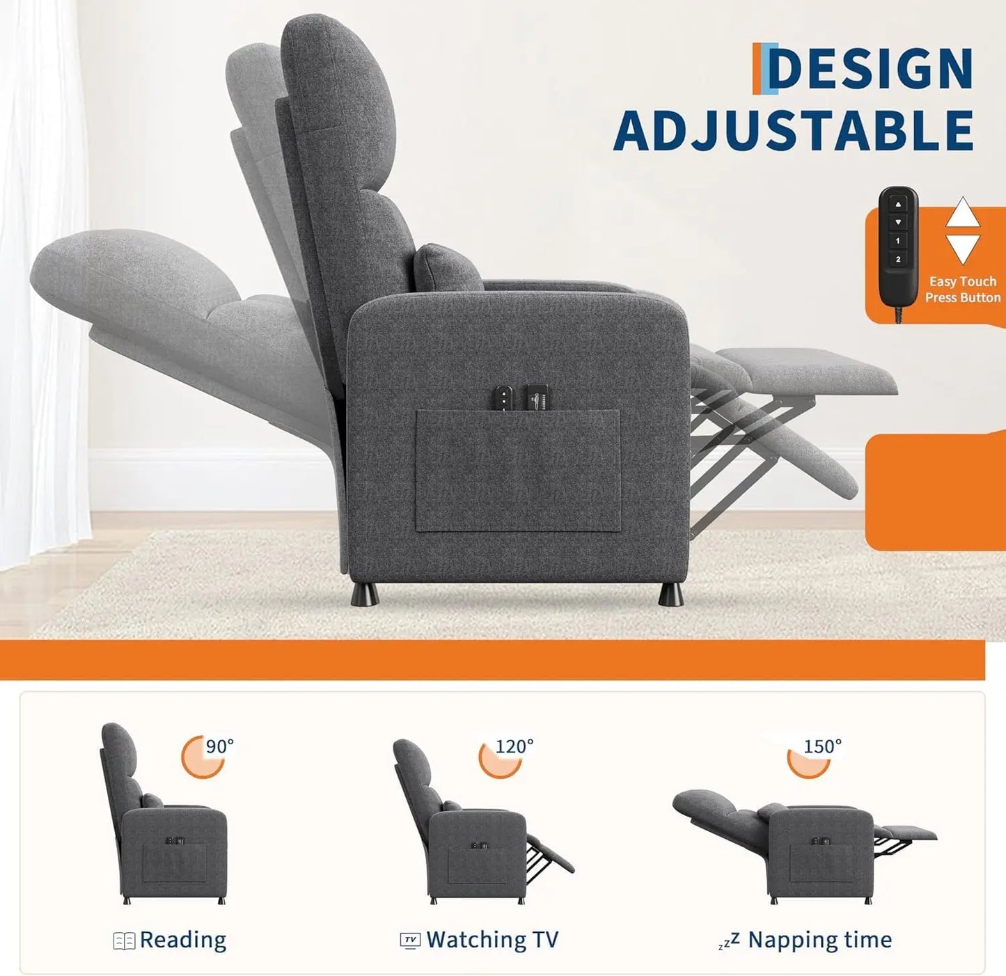 Electric relaxation Massage chair with heating function, adjustable armrests