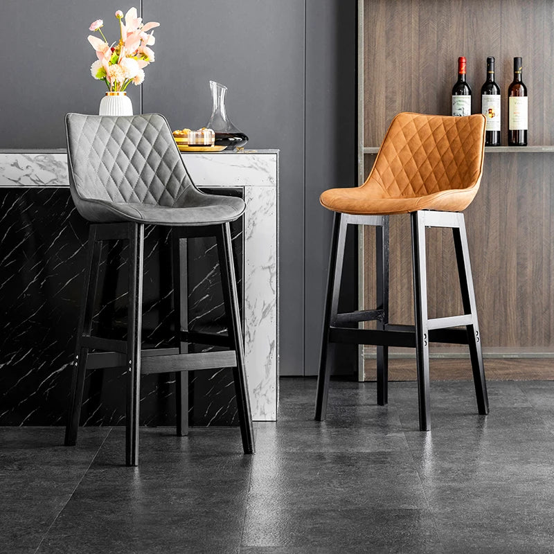 Dining Chair Upholstered Backrest Counter Chair Solid Wood