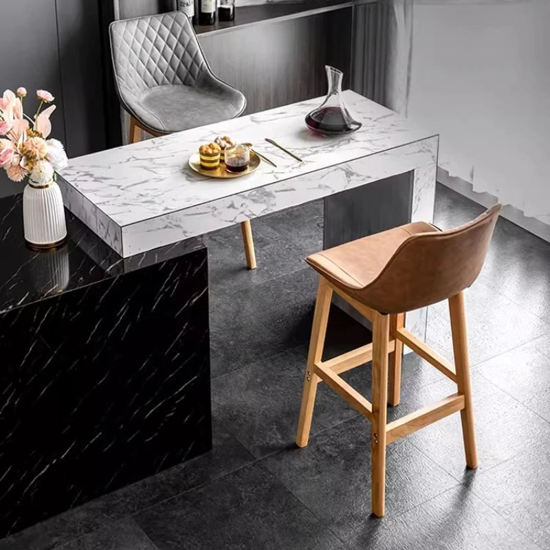 Dining Chair Upholstered Backrest Counter Chair Solid Wood