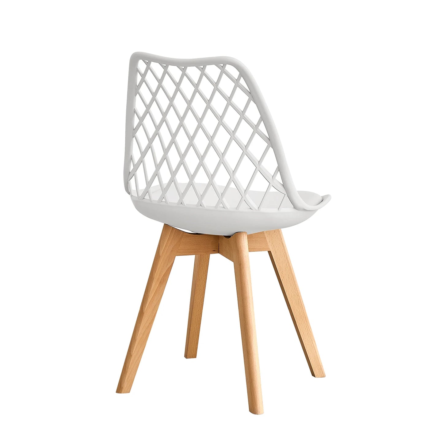Set of 4 / 6 Nordic Style Dining Chairs, Mesh Back, Solid Wood Legs