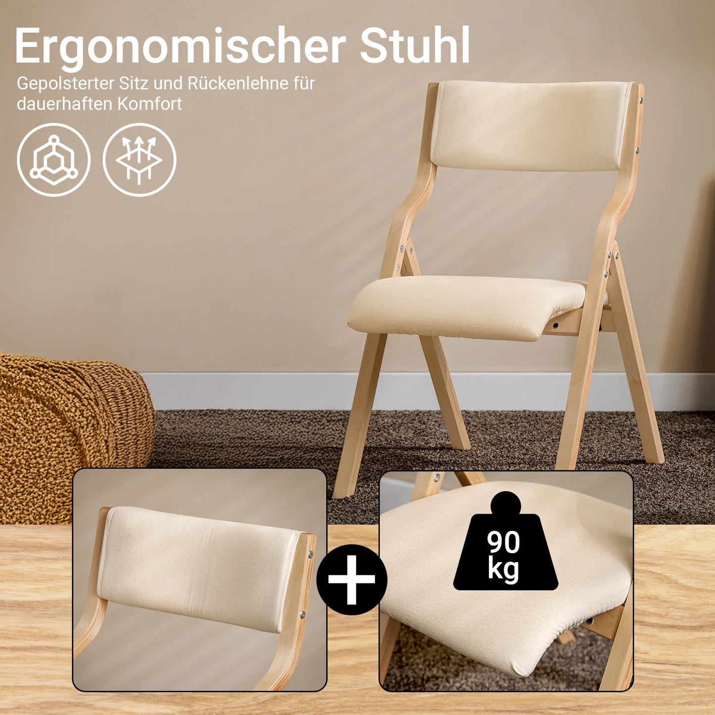 2 PCS - Wooden Chairs Kitchen and Dining Room