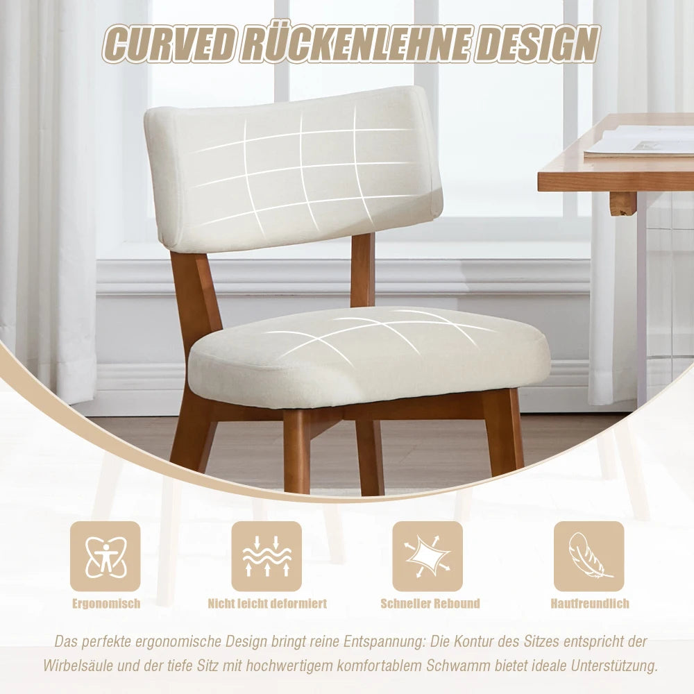 Set of 2, Solid Wood Legs Fabric Upholstered chairs