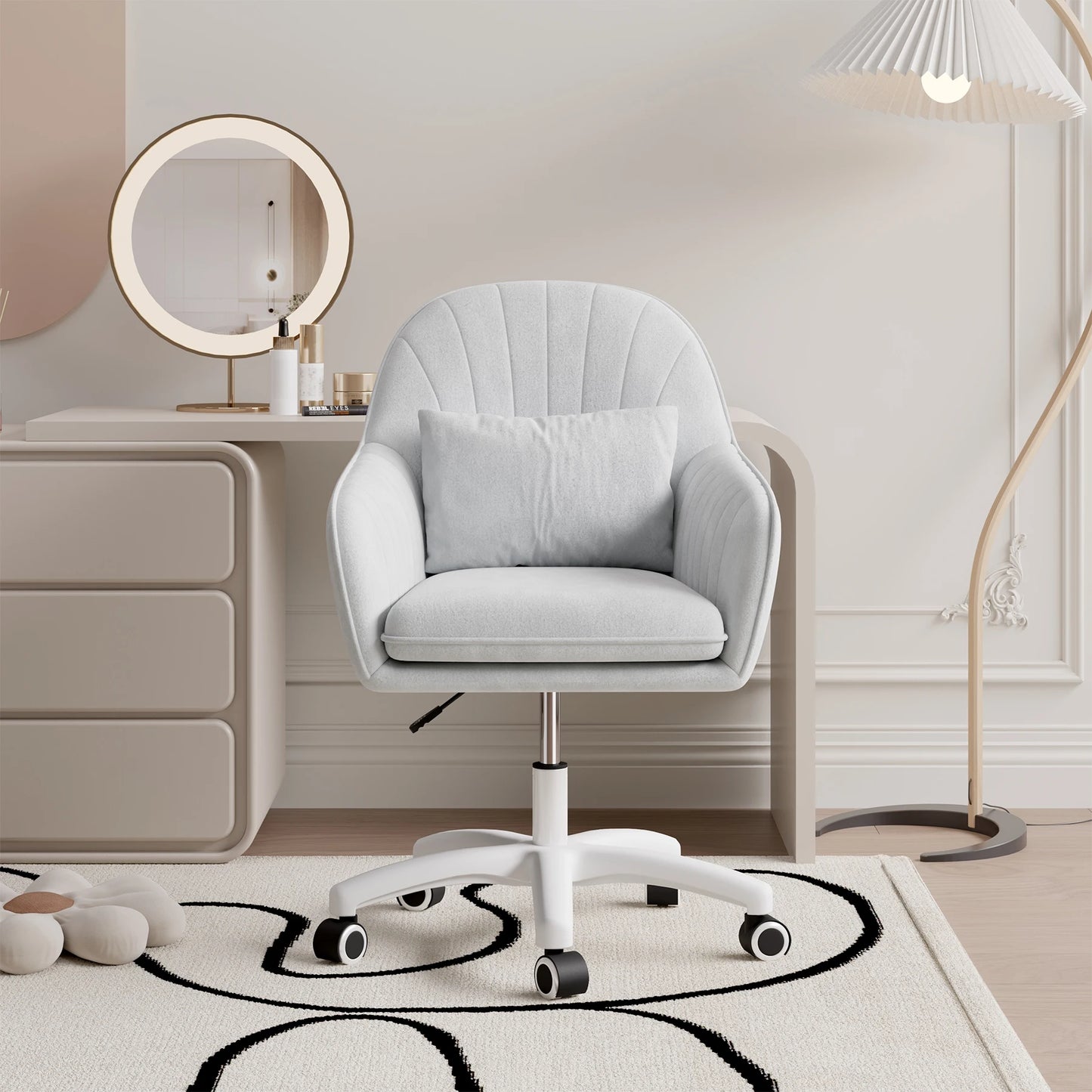 Velvet Chair with Pillow, 360°Rotatable