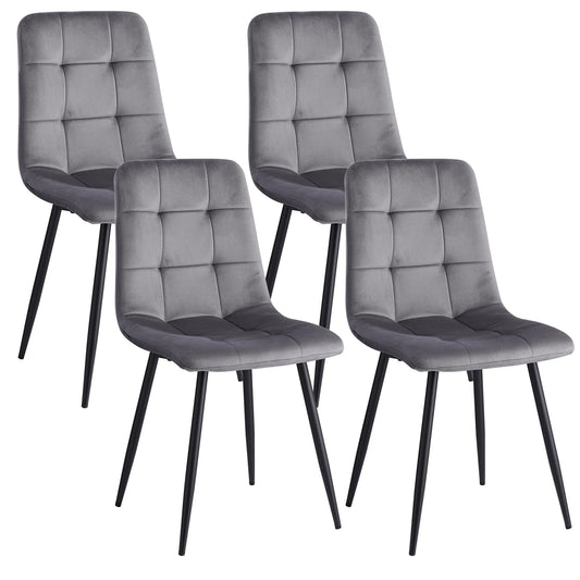 2/ 4Pcs Modern Dining Chairs Velvet Padded Seat Iron Legs