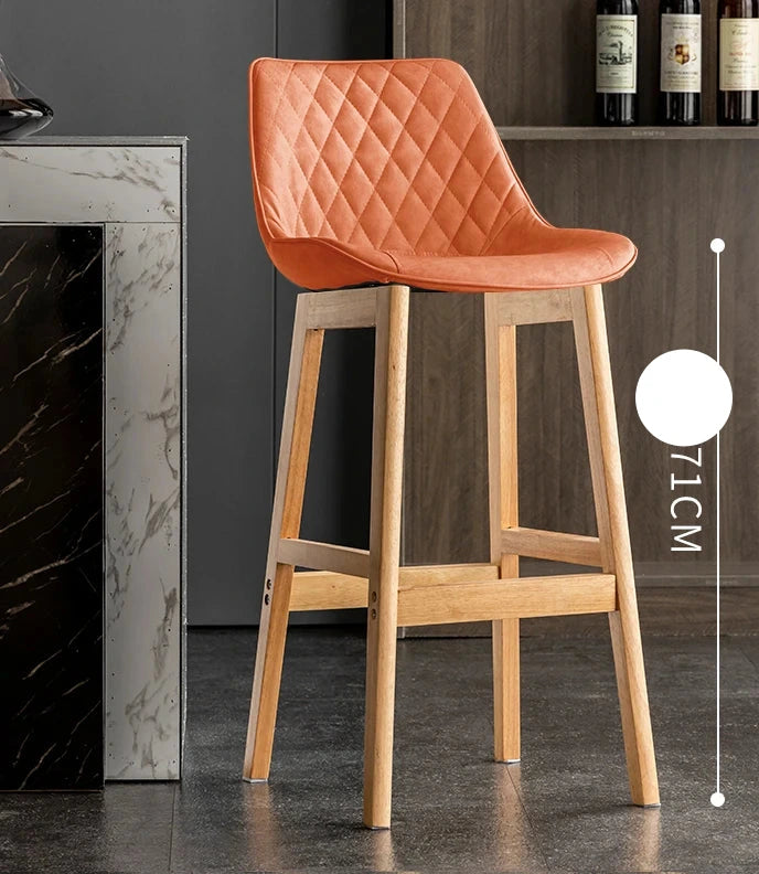 Dining Chair Upholstered Backrest Counter Chair Solid Wood