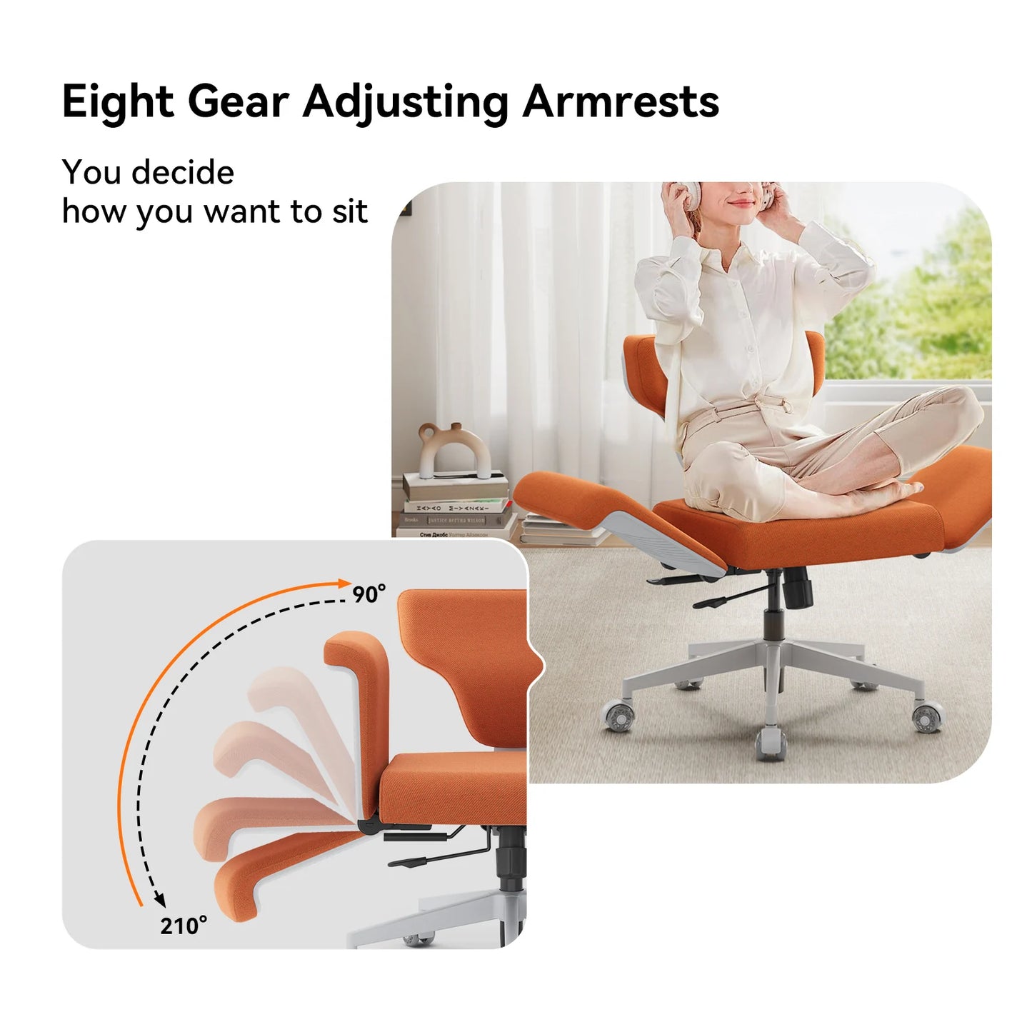Ergonomic Cross Legged Chairwith Adjustable Laptop Tray