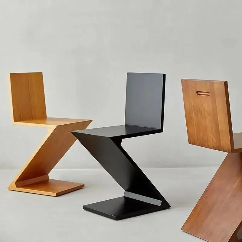 Nordic Light  Solid Wood Z-shaped Chair Designer