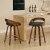 2PCS Swivel Bar Height Stools with Low Back Wood
