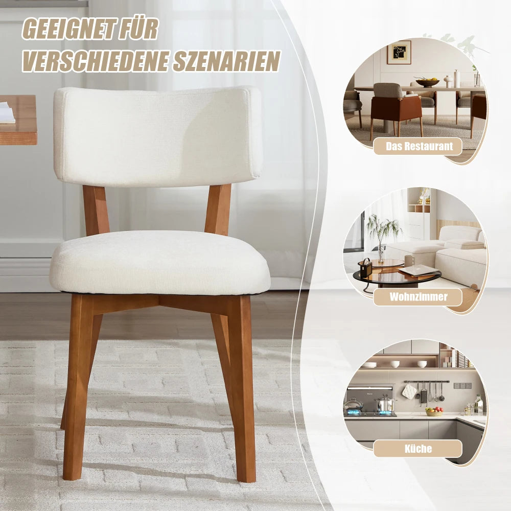 Set of 2, Solid Wood Legs Fabric Upholstered chairs