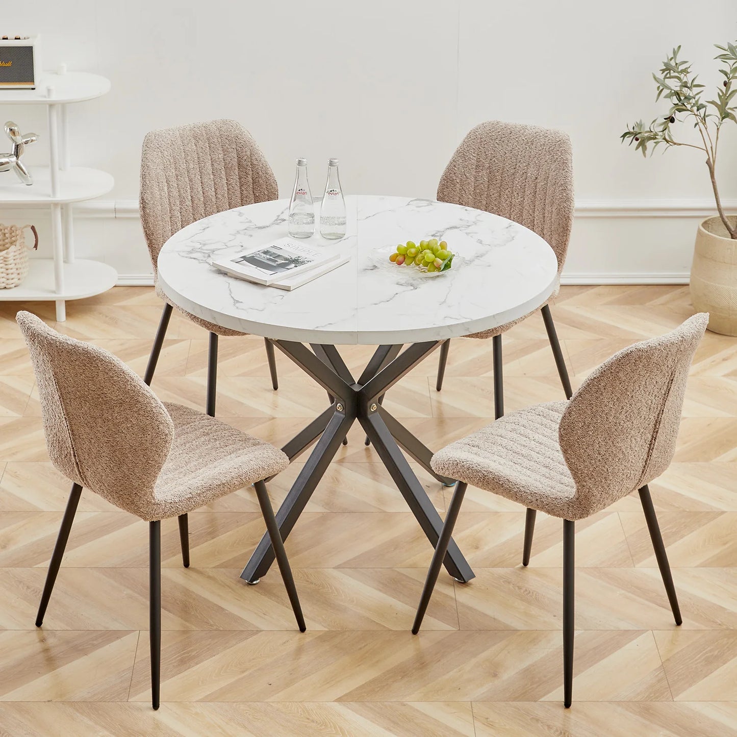 4Pcs/Set Modern Dining Chairs Padded Seat Iron Legs