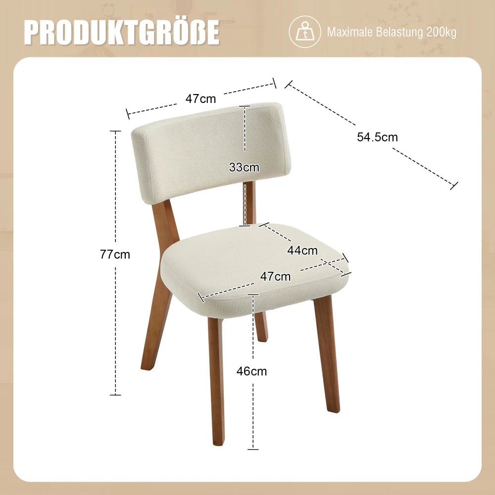 Set of 2, Solid Wood Legs Fabric Upholstered chairs