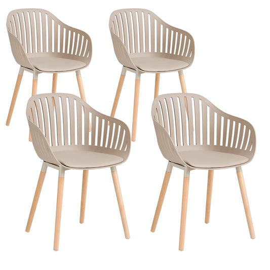 4 PCS Modern Dining Chairs Vertical Hollow Backrest Chairs