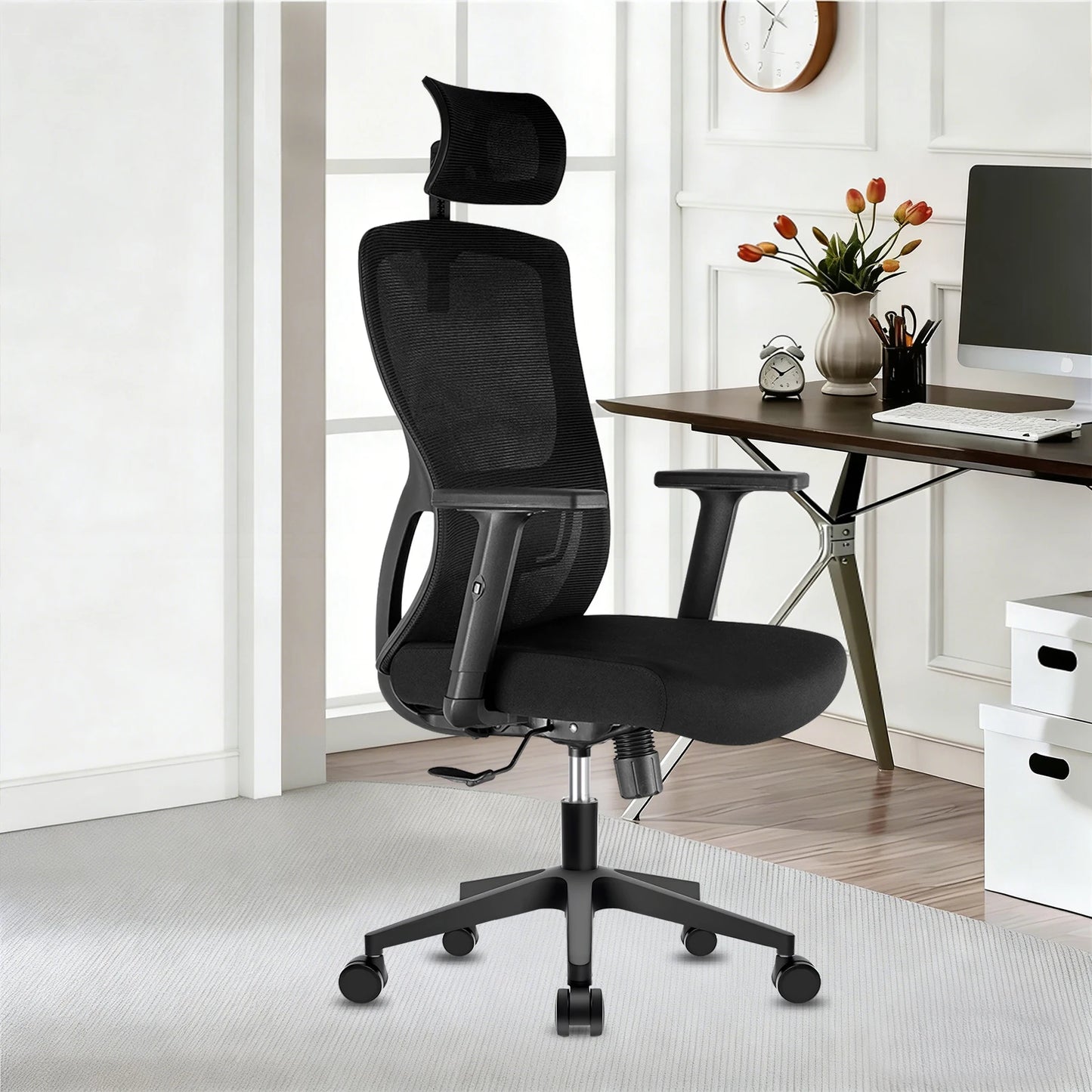 Durrafy Ergonomic Office Chair, Desk Chair With Adjustable Headrest