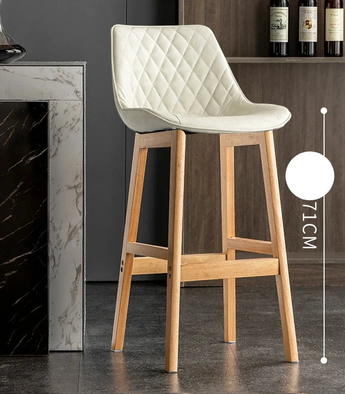 Dining Chair Upholstered Backrest Counter Chair Solid Wood