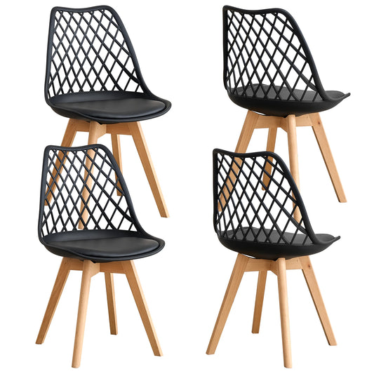 Set of 4 / 6 Nordic Style Dining Chairs, Mesh Back, Solid Wood Legs