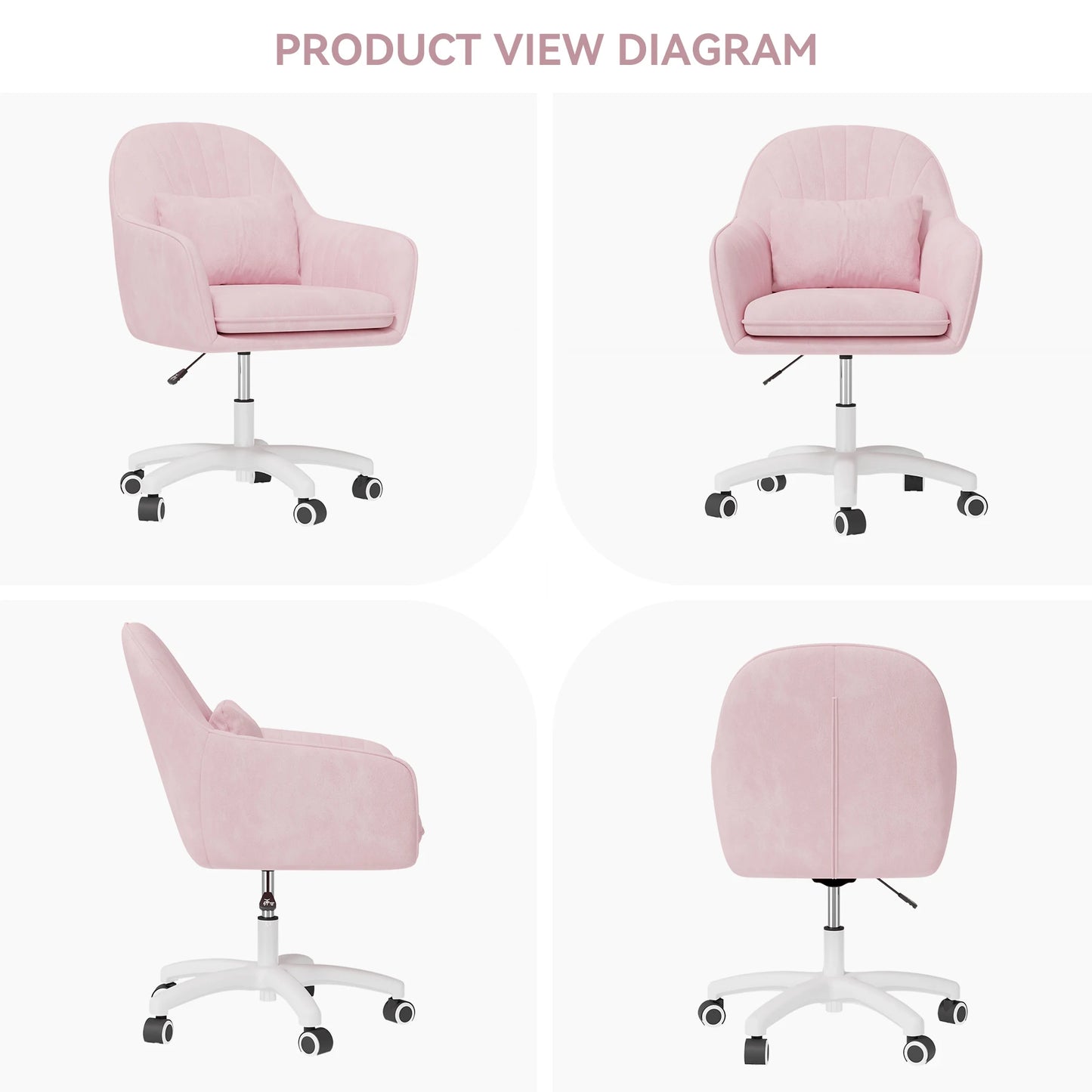 Velvet Chair with Pillow, 360°Rotatable