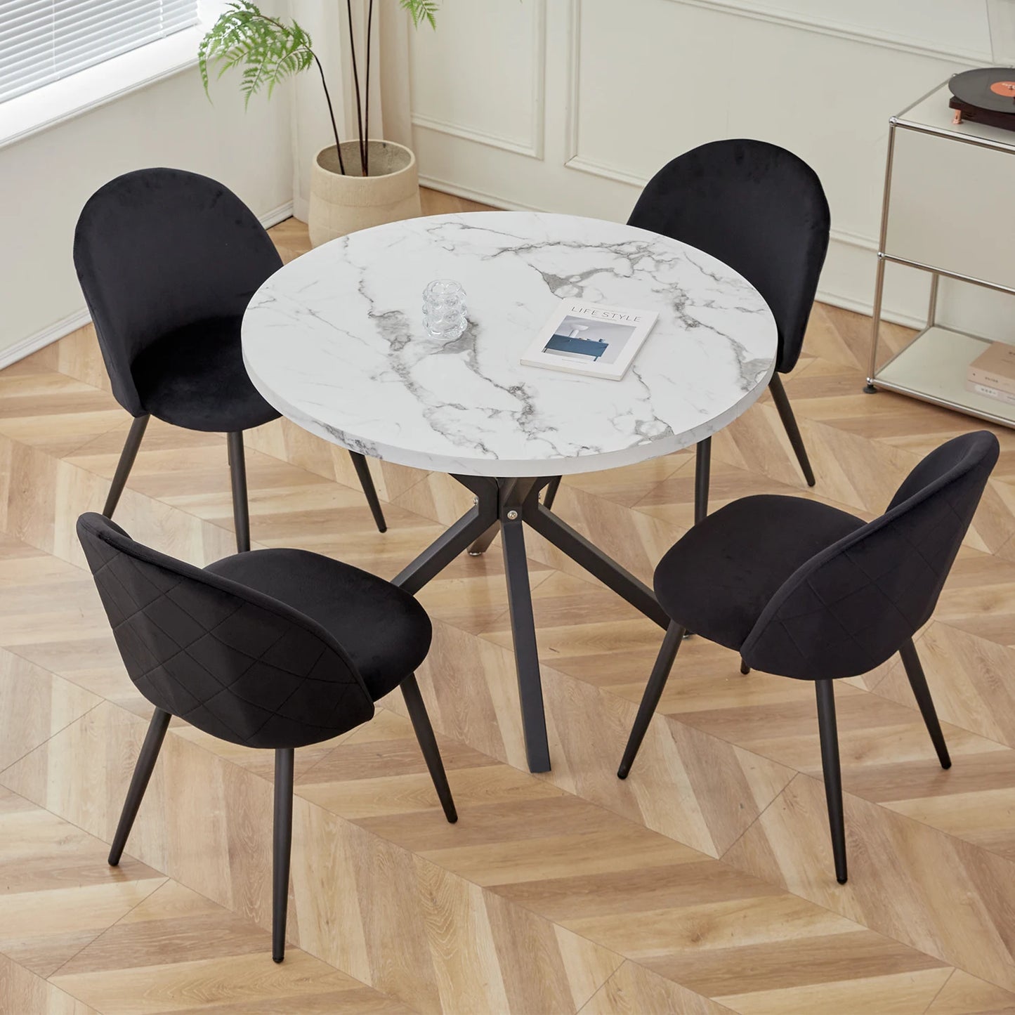 Set of 4 Velvet Dining Room Upholstered Chairs Living Room