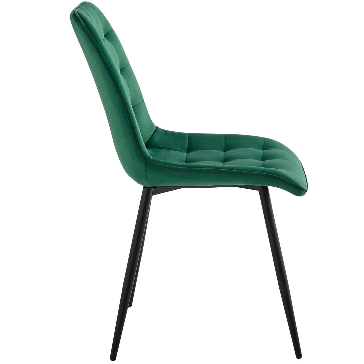 A Set Of 4 Modern Minimalist Dining Chair Velvet Padded Seat Iron Legs