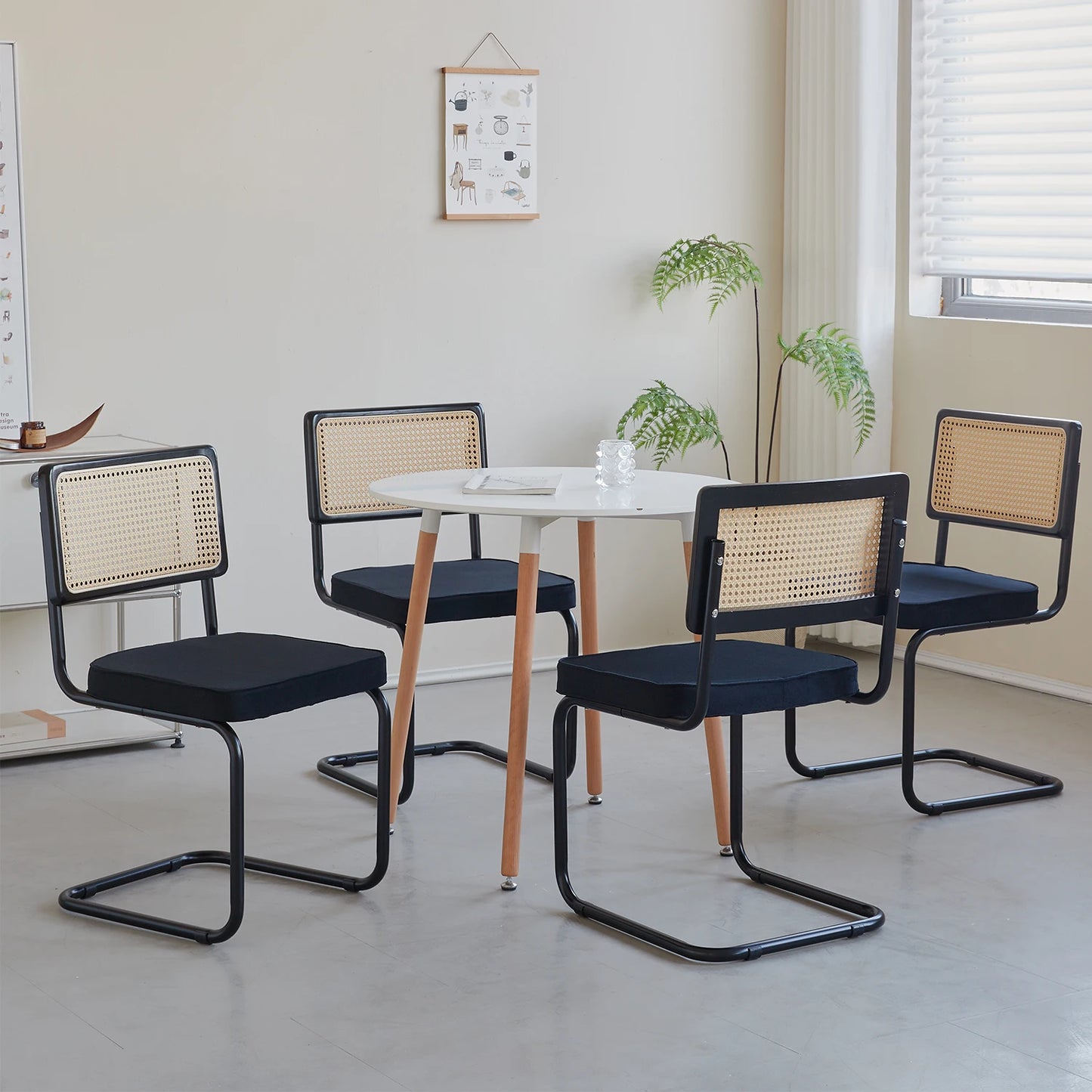 Set of 2/4 Retro Dining Chairs Plastic Rattan Chair Home