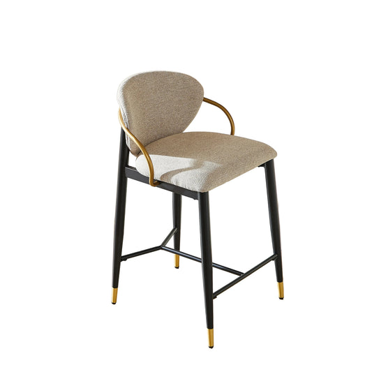 2 Set Adjustable Height Bar Stool, Black-Gold Chenille