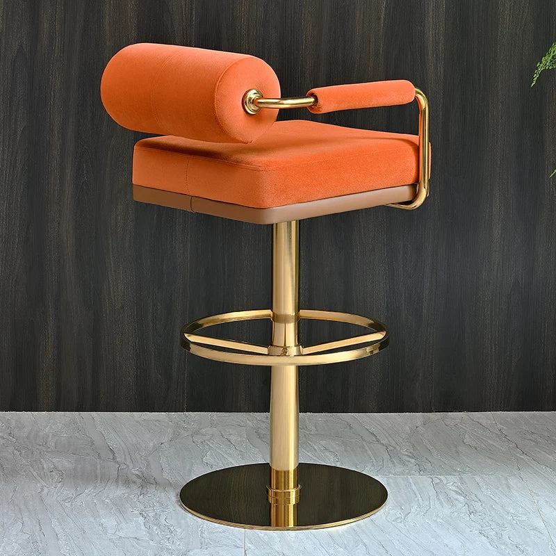 Modern Luxury Bar Stools with Backrest and Gold Base