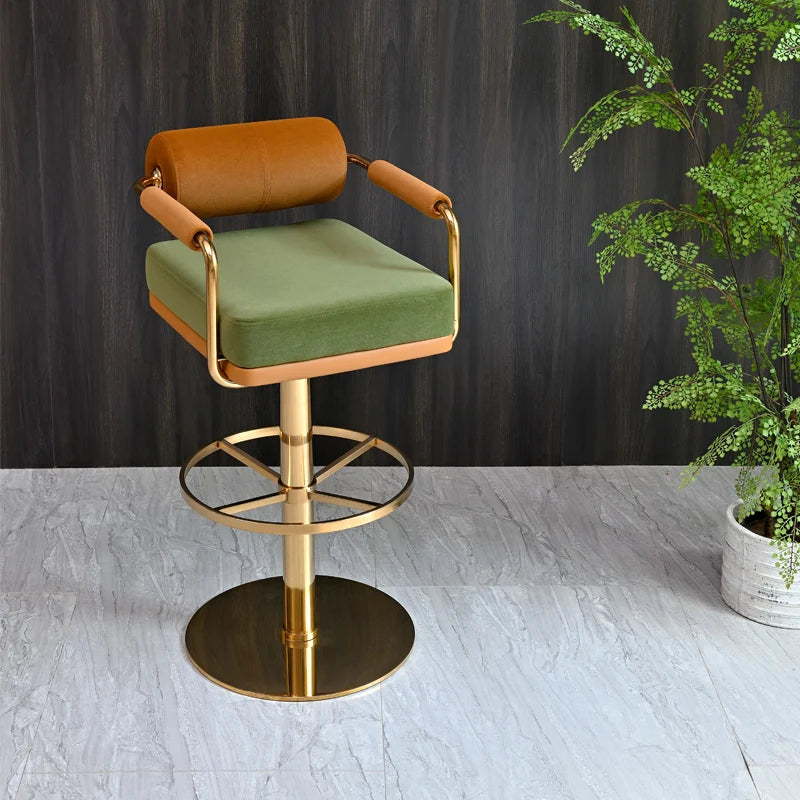 Modern Luxury Bar Stools with Backrest and Gold Base