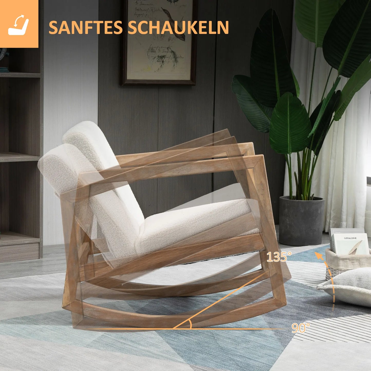 Rocking chair relaxation wooden frame lounge