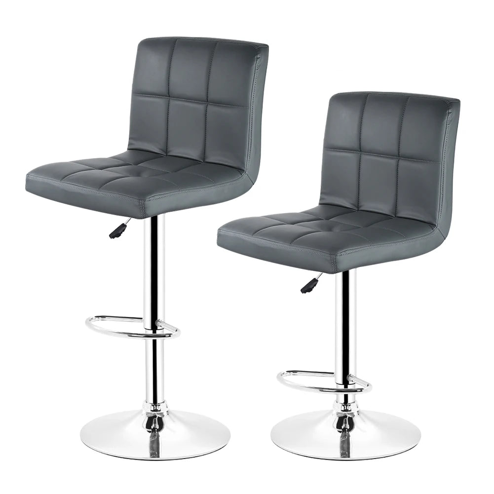 Set of 2 faux leather and metal Bar stool