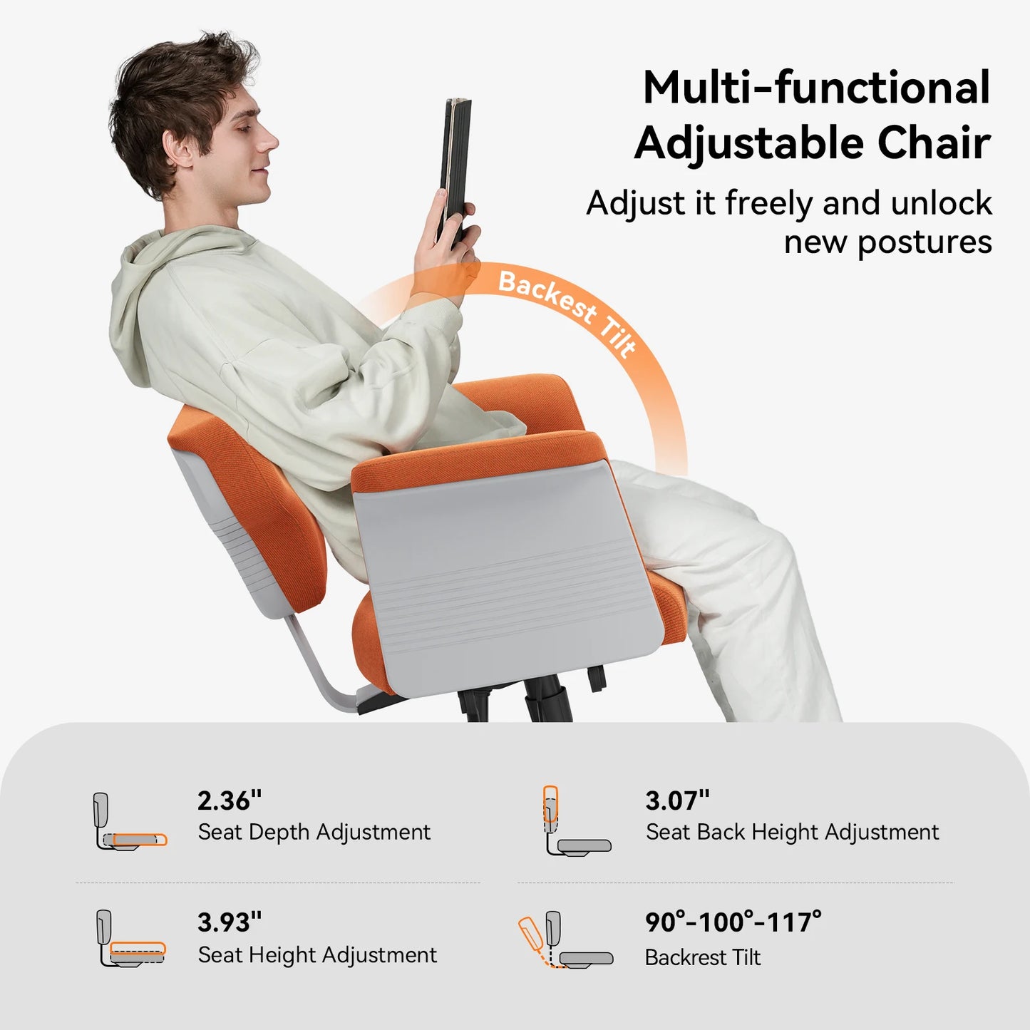 Ergonomic Cross Legged Chairwith Adjustable Laptop Tray
