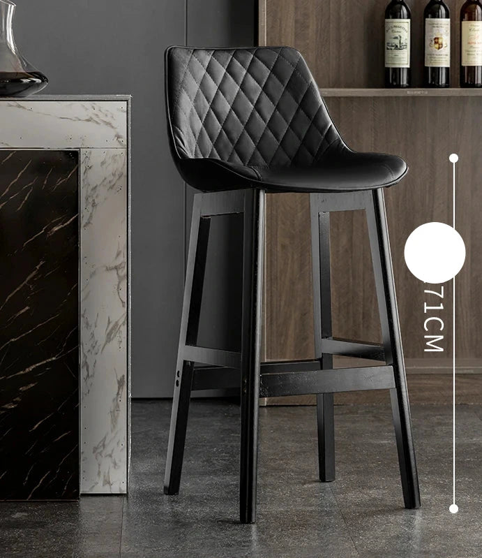 Dining Chair Upholstered Backrest Counter Chair Solid Wood