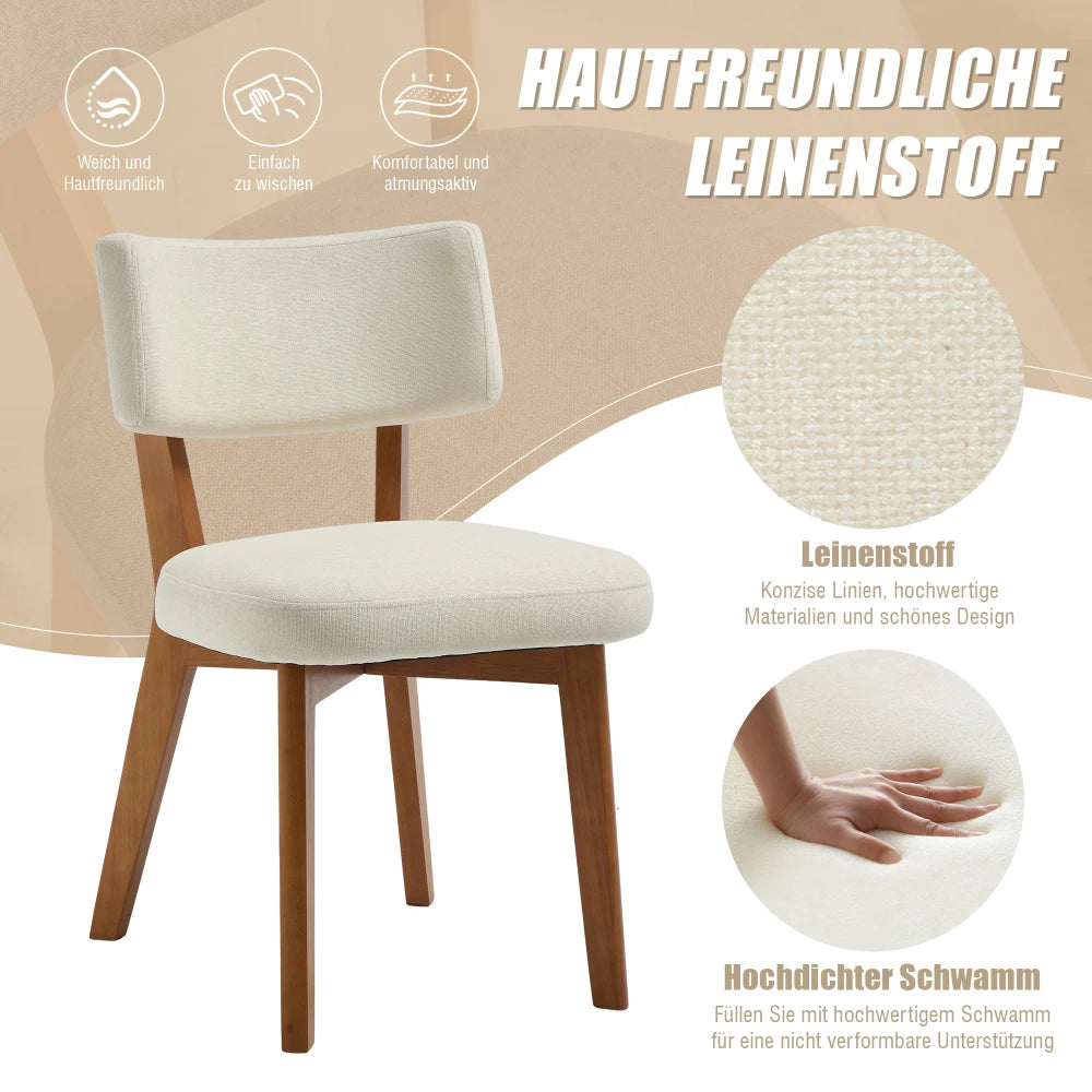 Set of 2, Solid Wood Legs Fabric Upholstered chairs