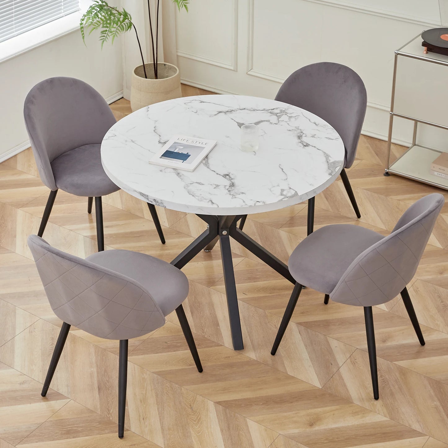 Set of 4 Velvet Dining Room Upholstered Chairs Living Room