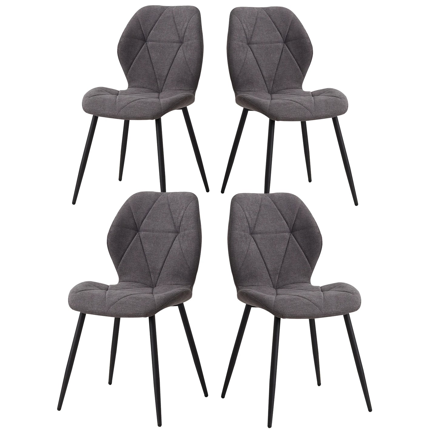 Set of 2/4/6 Modern Dining Chairs Padded Seat Iron Legs Minimalist