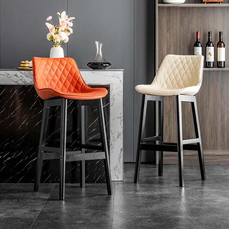 Dining Chair Upholstered Backrest Counter Chair Solid Wood