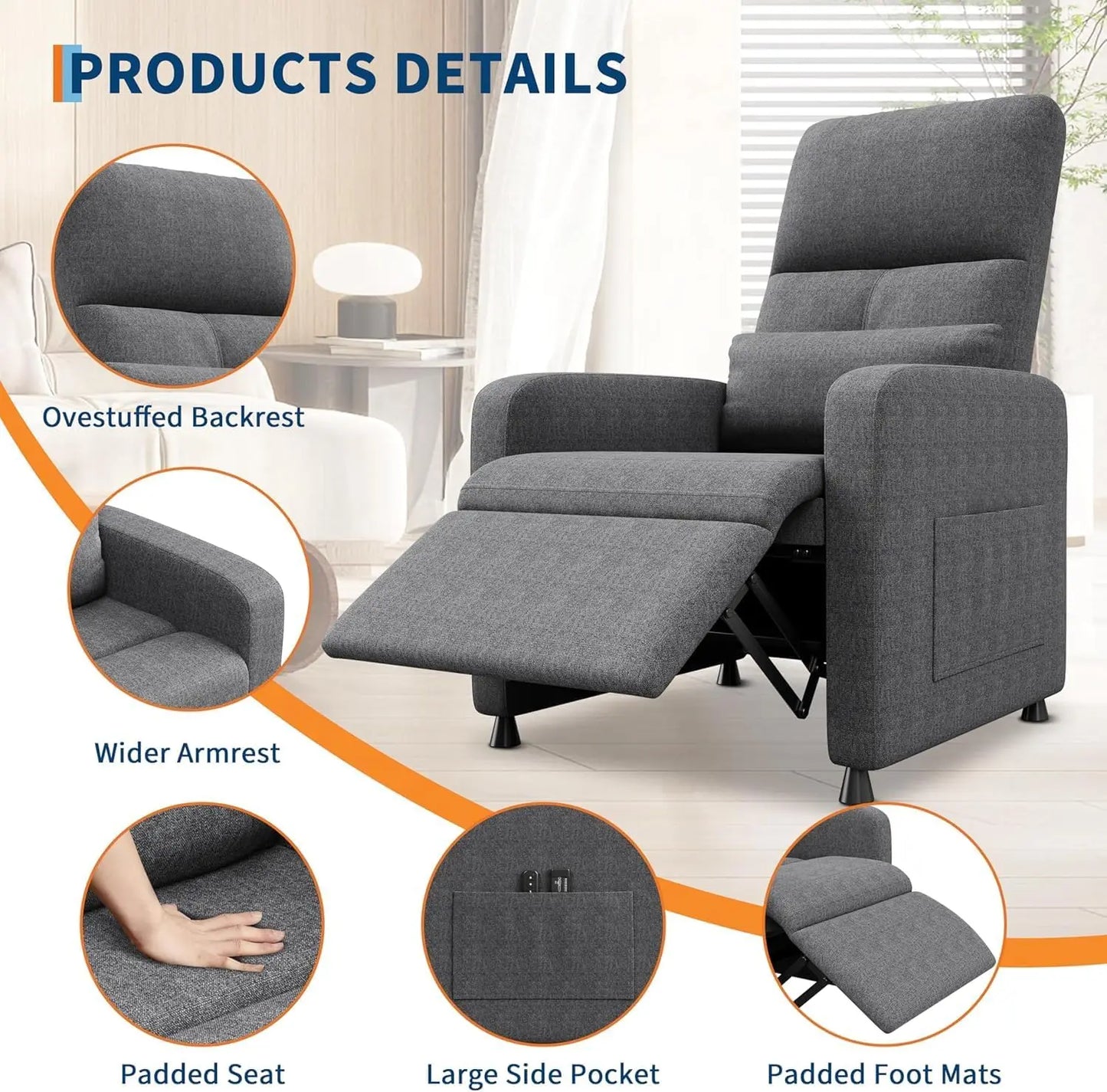 Electric relaxation Massage chair with heating function, adjustable armrests