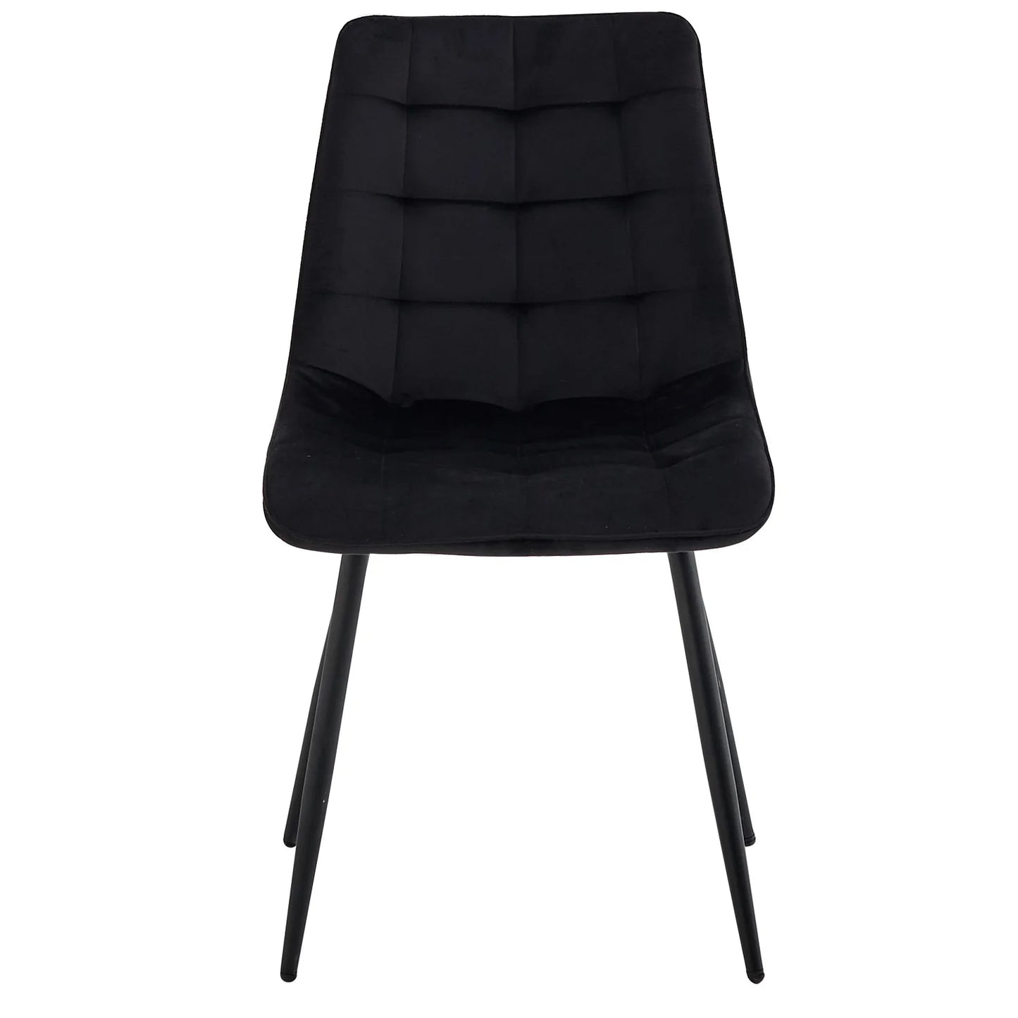 A Set Of 4 Modern Minimalist Dining Chair Velvet Padded Seat Iron Legs
