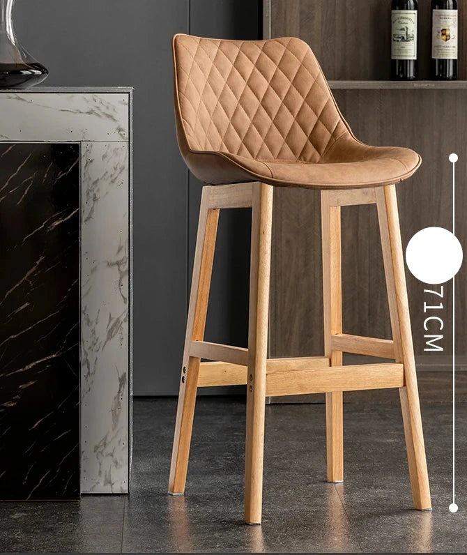 Dining Chair Upholstered Backrest Counter Chair Solid Wood