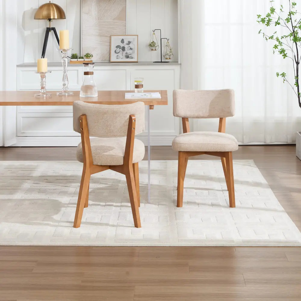 Set of 2, Solid Wood Legs Fabric Upholstered chairs