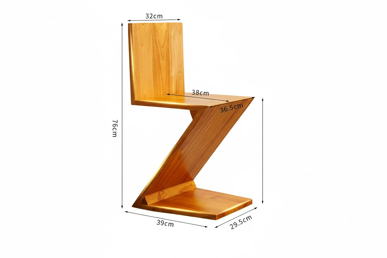 Nordic Light  Solid Wood Z-shaped Chair Designer