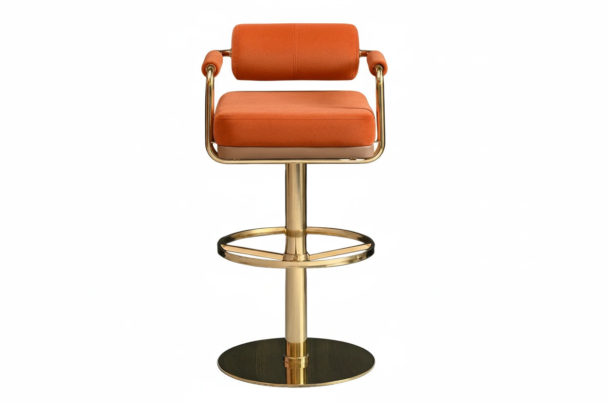 Modern Luxury Bar Stools with Backrest and Gold Base