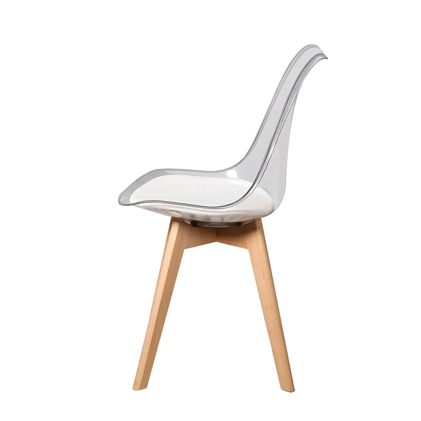 A Set of 4/6 Transparent Upholstered Dining Chairs Acrylic Chairs w/ PU Cushion Beech Legs for Kitchen Dining Room Living Room