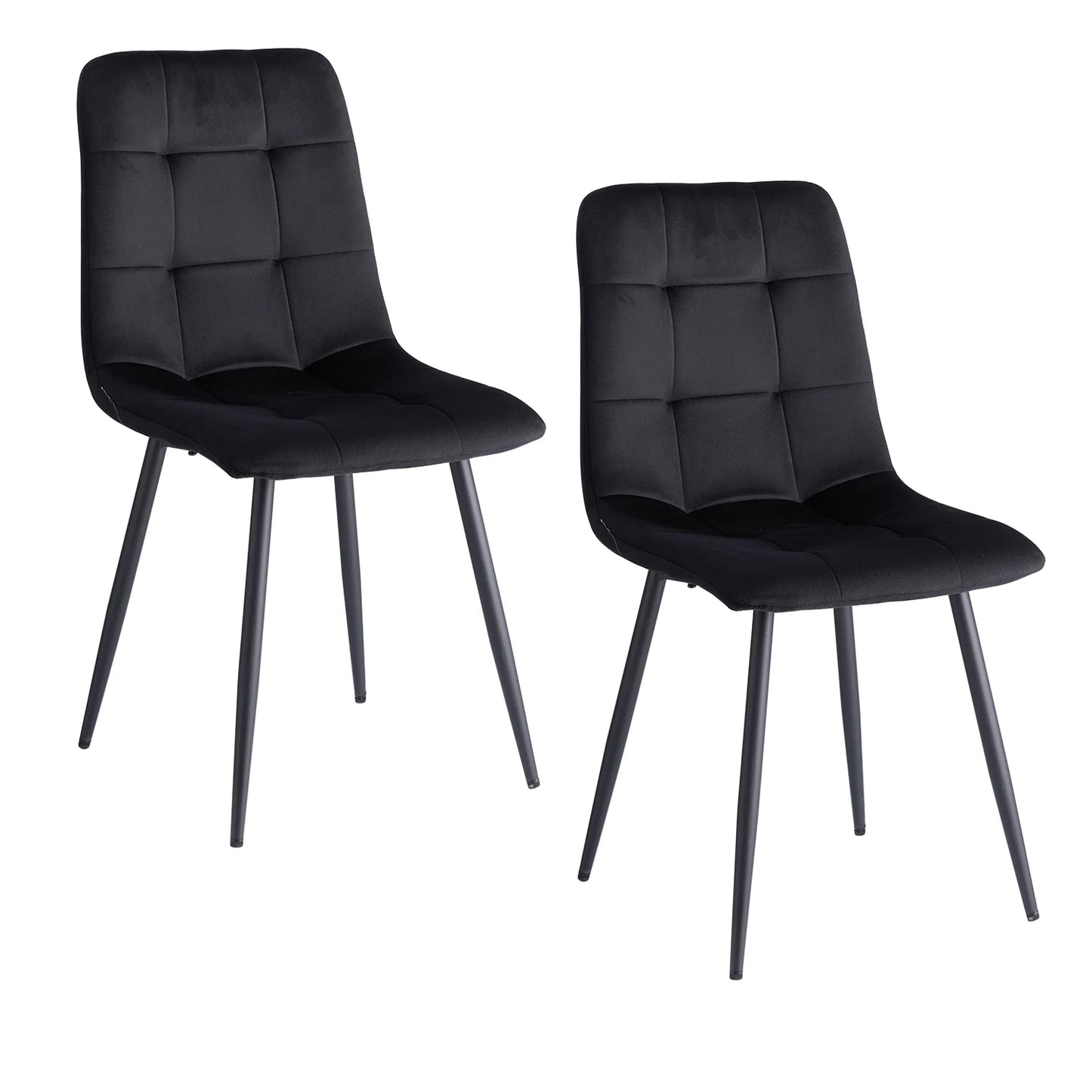 2/ 4Pcs Modern Dining Chairs Velvet Padded Seat Iron Legs