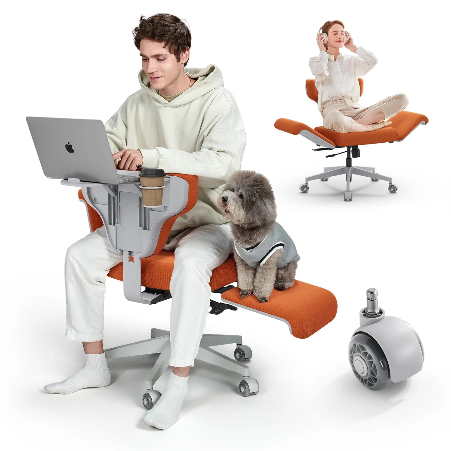 Ergonomic Cross Legged Chairwith Adjustable Laptop Tray