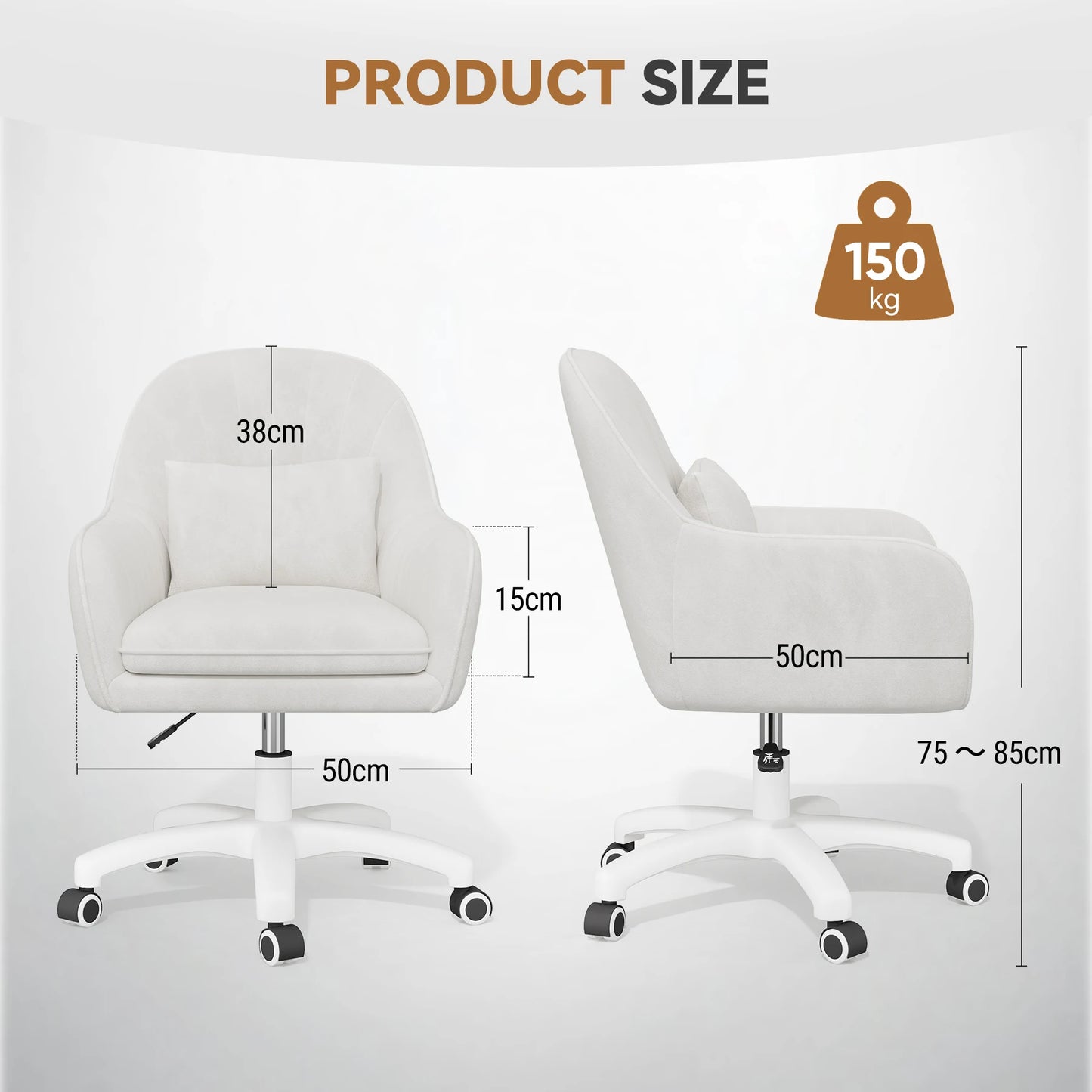 Velvet Chair with Pillow, 360°Rotatable