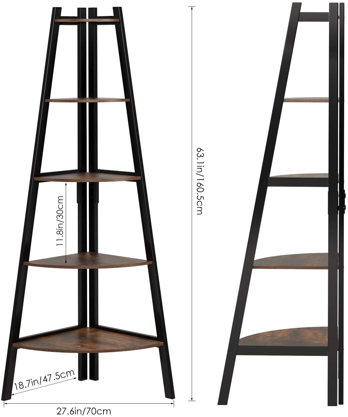 Scaffalatura ad angolo porta oggetti